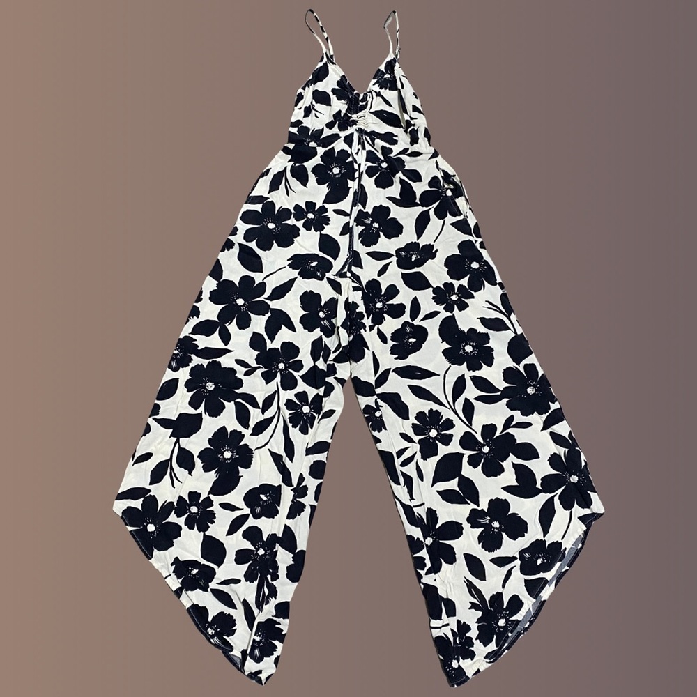 Floral Black and White Jumpsuit